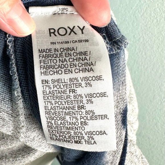 Roxy Sweatshirt Sm Staying True Sweatshirt Gray Blue Stretchy Dip-Dyed - Picture 13 of 13